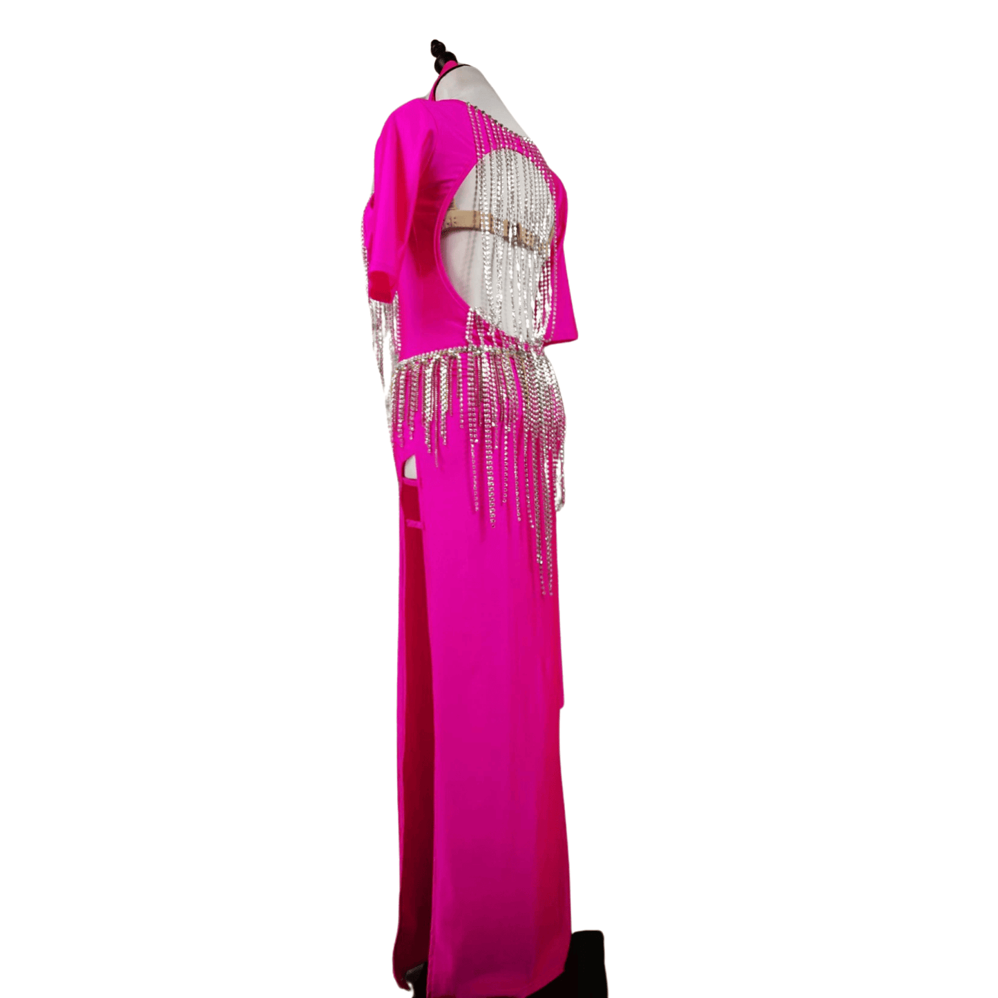 BAMBA - Custom Hot Pink Shaabi Dress with Beaded Fringe