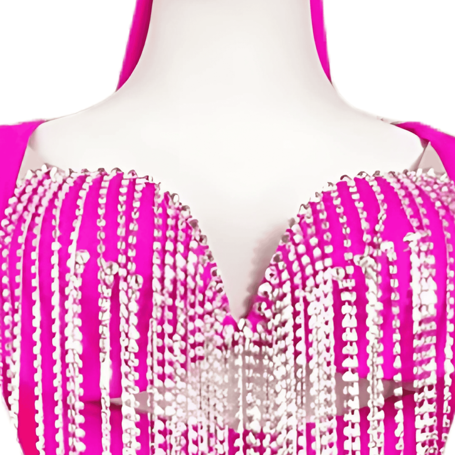 BAMBA - Custom Hot Pink Shaabi Dress with Beaded Fringe