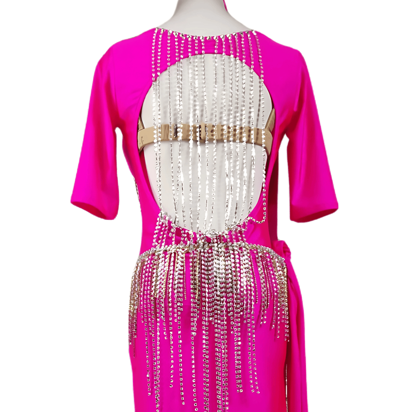 BAMBA - Custom Hot Pink Shaabi Dress with Beaded Fringe