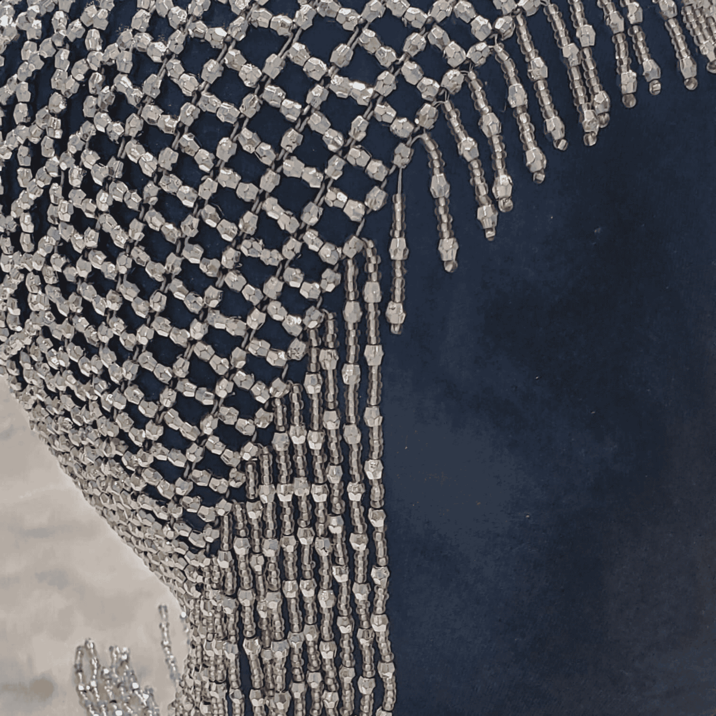 HADAR hand-beaded tasseled full coverage chainmail headdress for belly dance