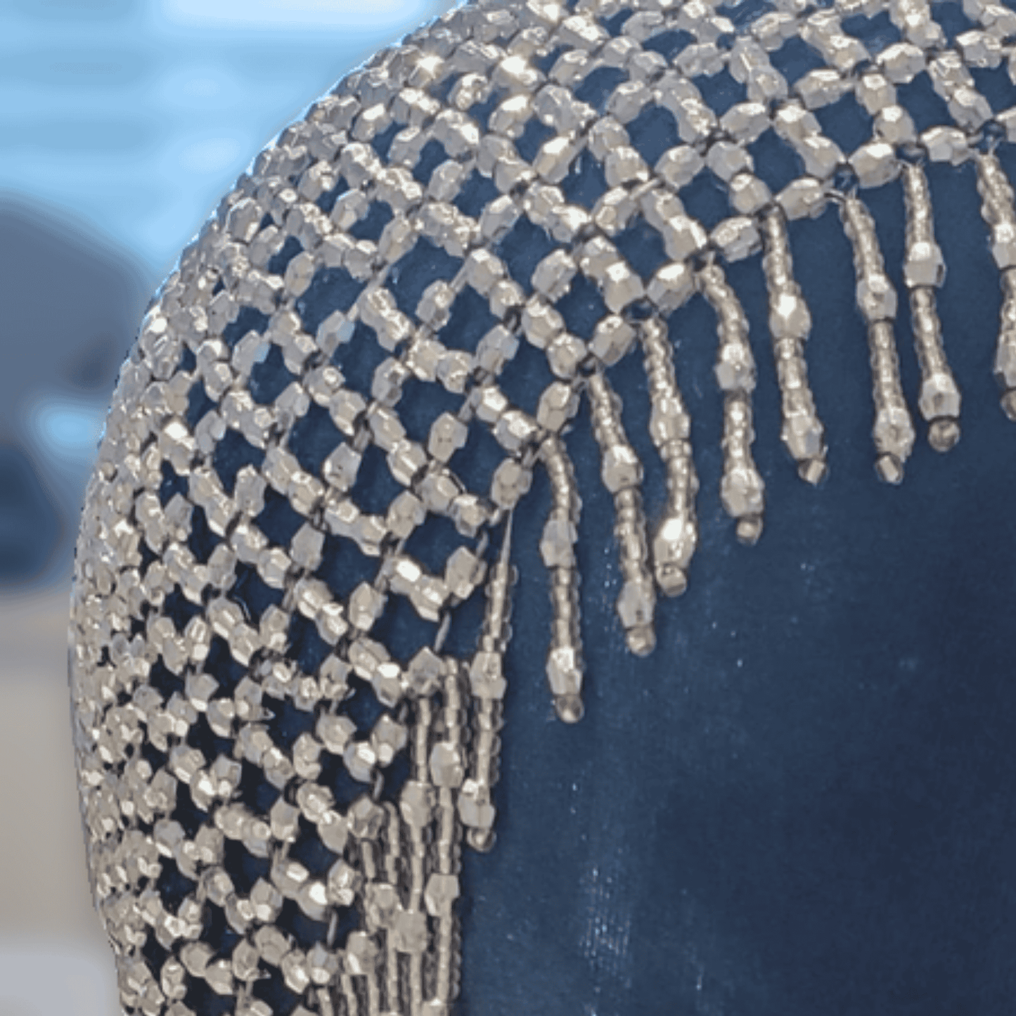 HADAR hand-beaded tasseled full coverage chainmail headdress for belly dance