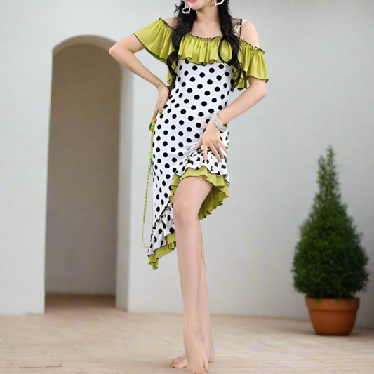 eskandarani polka dot black and white gallabiyah belly dance costume set traditional oriental dance