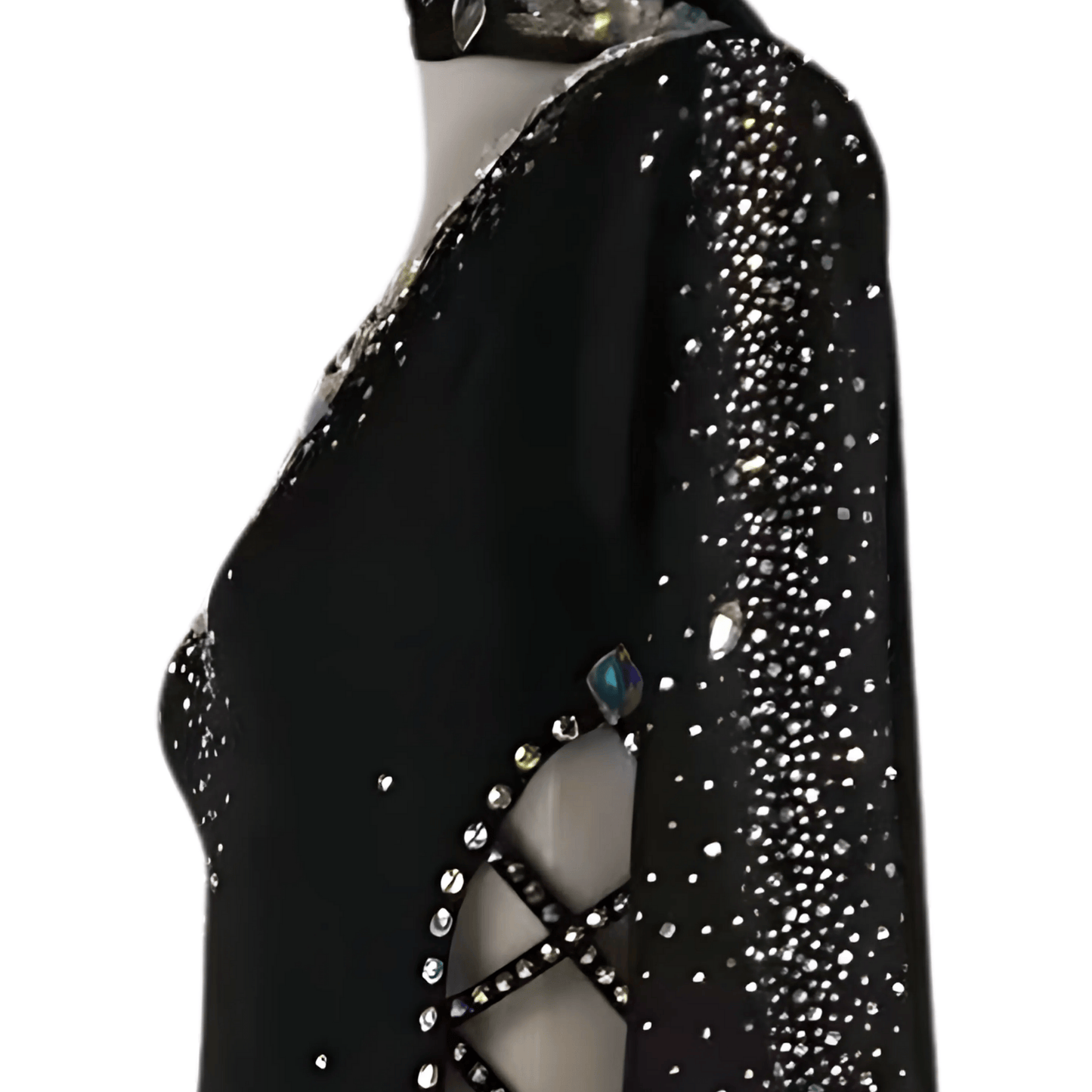 SAWADA - Custom Black Baladi Dance Dress with Rhinestones
