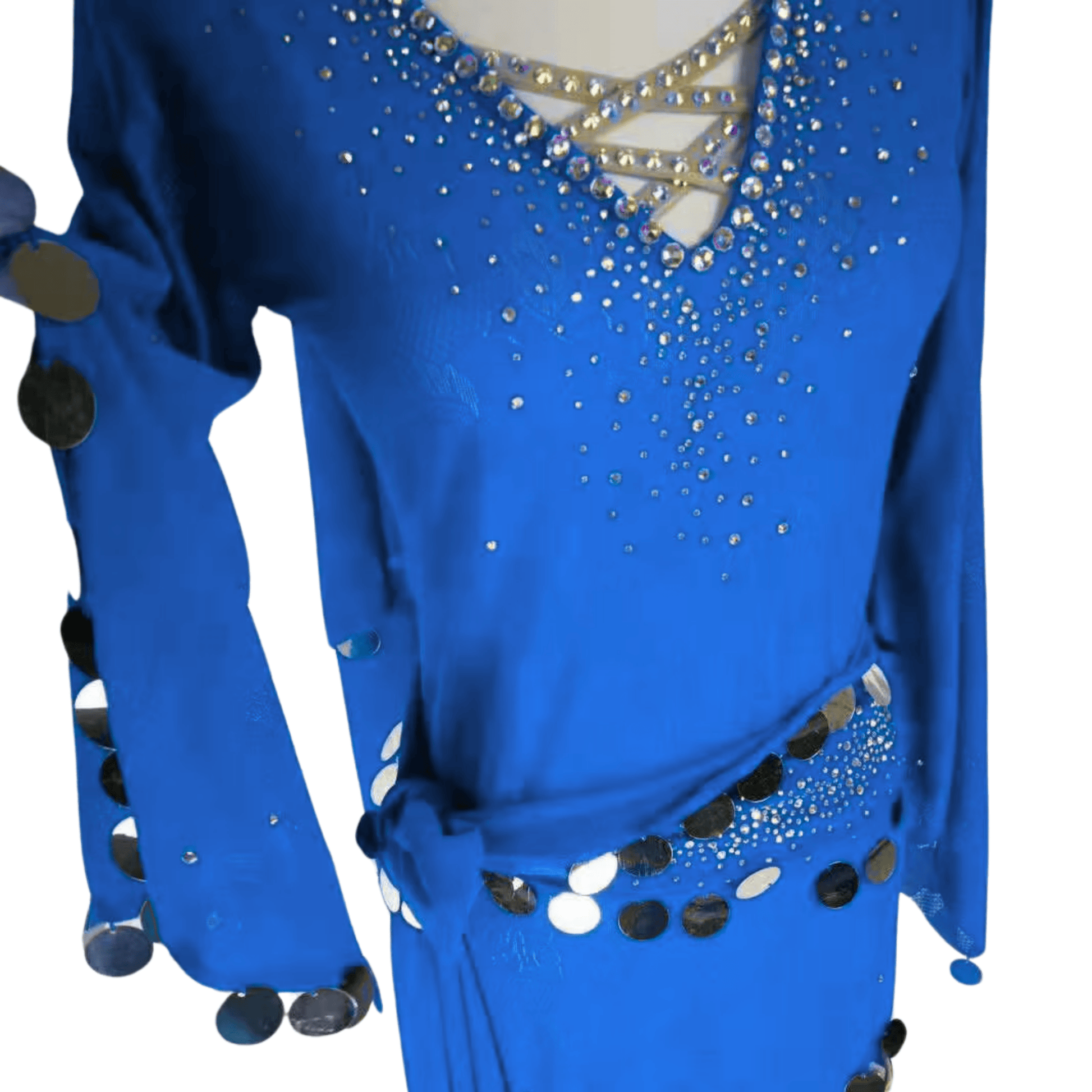 ABUMA - Custom Royal Blue Baladi Dress with Sequin Accents Azuer Bellydance ABUMA - Custom Royal Blue Baladi Dress with Sequin Accents Azuer Bellydance