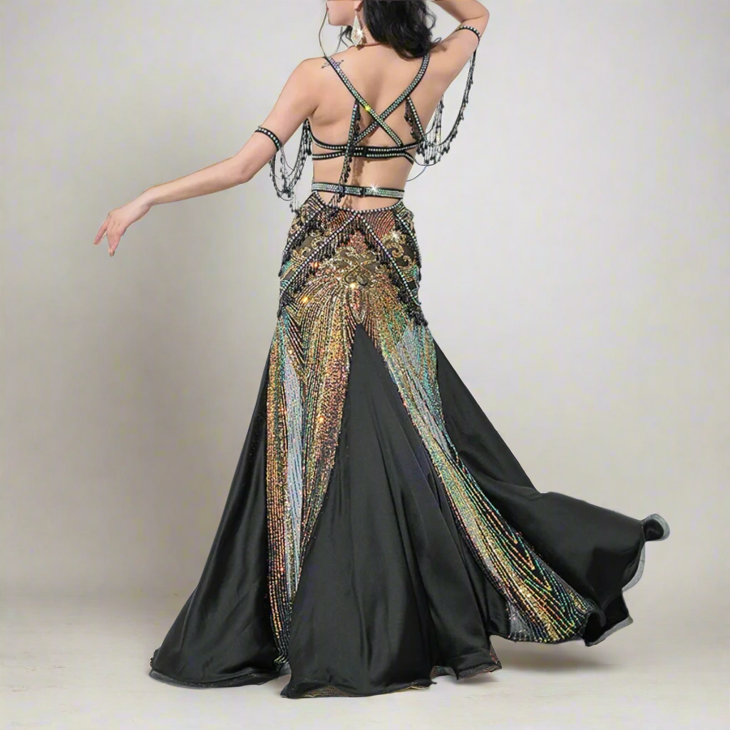 Showcasing high-end Egyptian belly dance costumes with ornate designs. Shop luxurious Badla sets, intricate bra and belt sets, and elaborately decorated outfits. Ideal for performances, our premium collection features exquisite detailing, rich fabrics, and elegant styles for a stunning stage presence