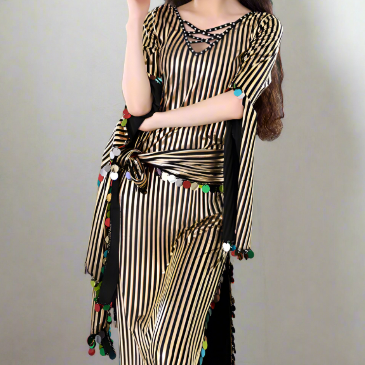 Belly Dance Costumes Robe Milk Silk Gold Sequins Dance Dresses Baladi Folk Baladi Shaabi Oriental Dance Clothes