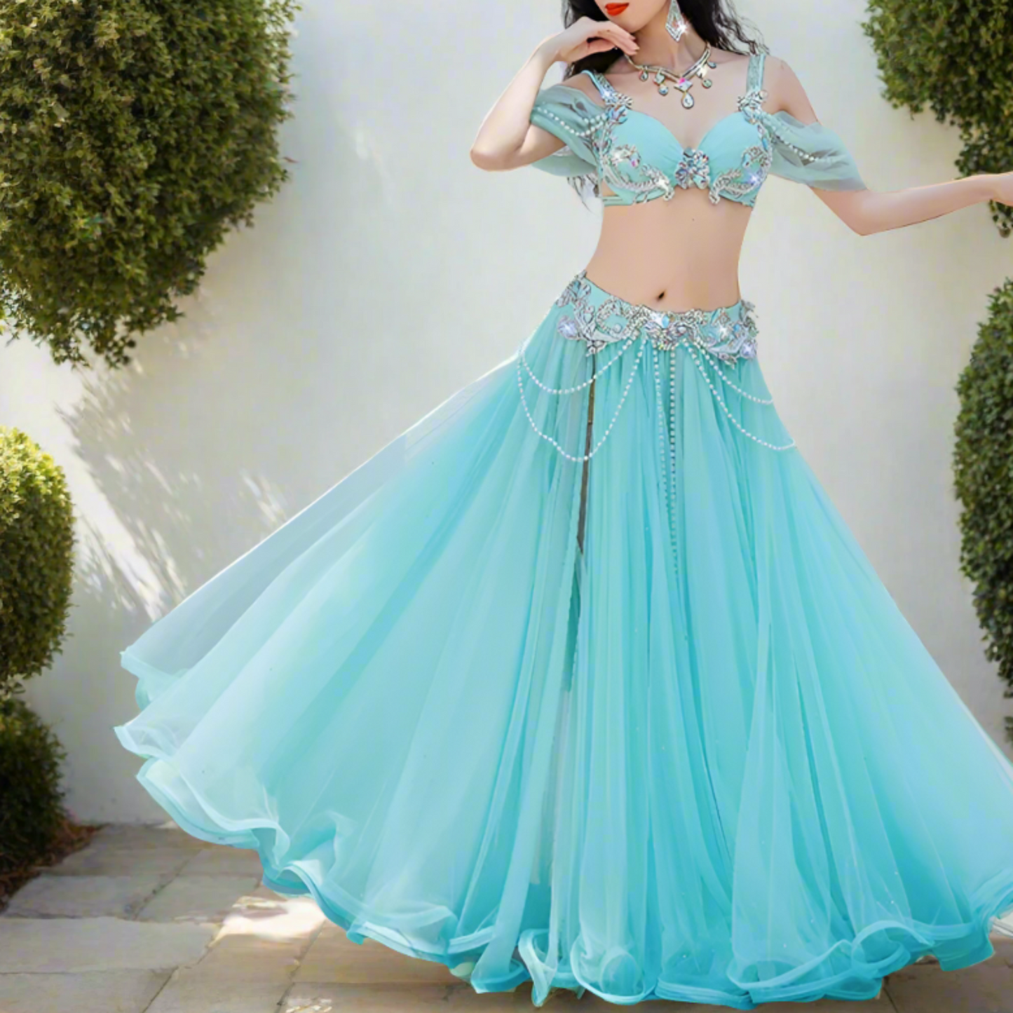 Showcasing high-end Egyptian belly dance costumes with ornate designs. Shop luxurious Badla sets, intricate bra and belt sets, and elaborately decorated outfits. Ideal for performances, our preBaladi and Saidi dancewear collection with traditional Egyptian belly dance outfits. Shop Balady costumes, Saidy costumes, folk dance costumes, oriental dance wear, & professional attire. Find Baladi dresses, Saidi gallabiyahs in a range of styles, sizes, & fabrics ideal for dance practice & performance, free shipping