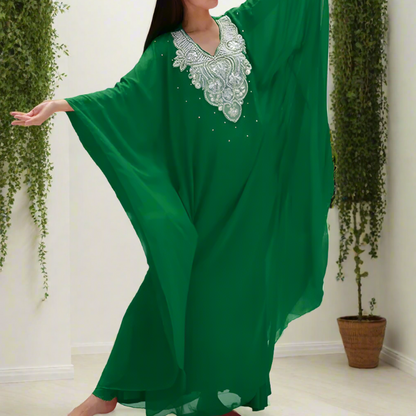 GHADERA embroidered sequinned pearled full length caftan for belly dance