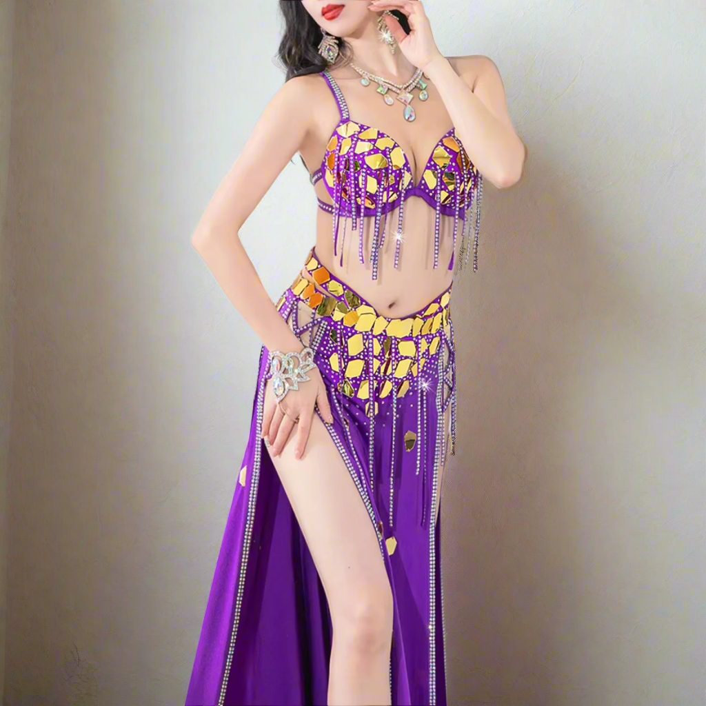 Showcasing high-end Egyptian belly dance costumes with ornate designs. Shop luxurious Badla sets, intricate bra and belt sets, and elaborately decorated outfits. Ideal for performances, our premium collection features exquisite detailing, rich fabrics, and elegant styles for a stunning stage presence