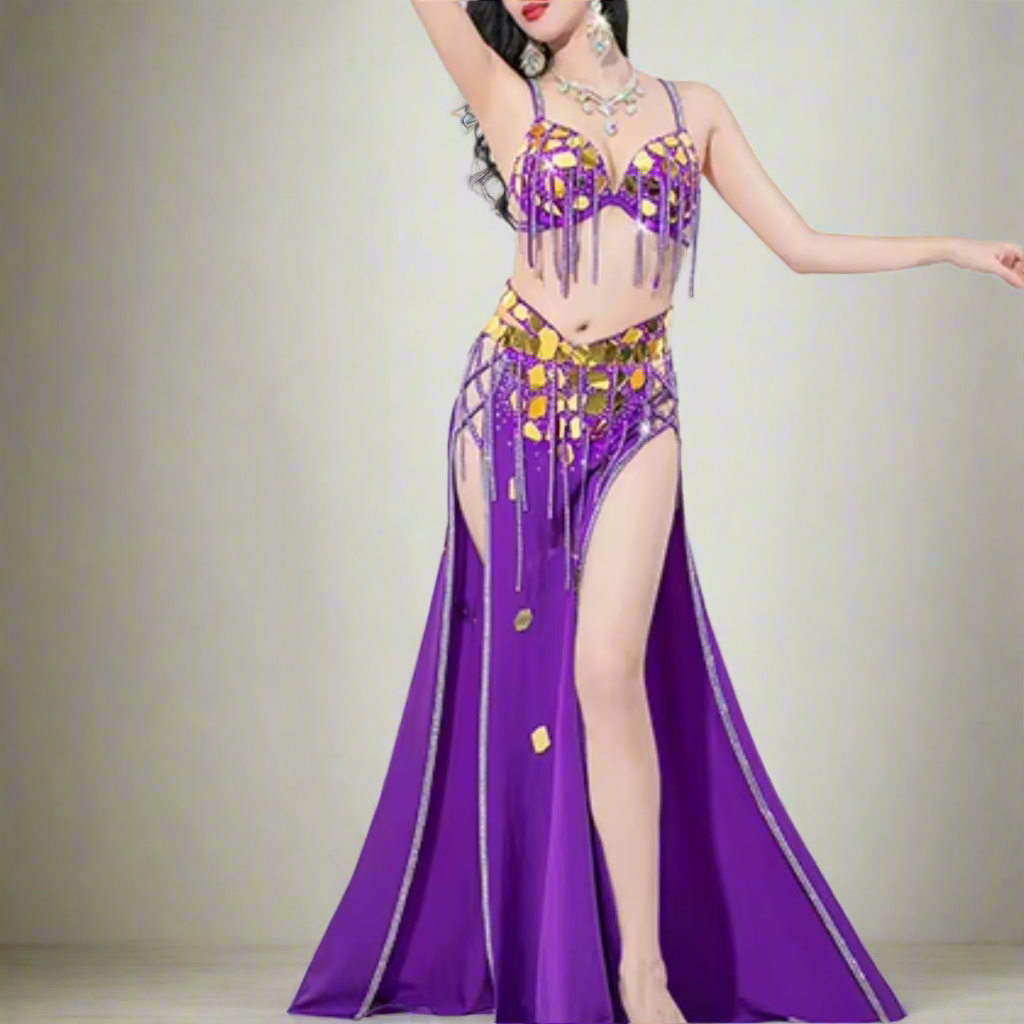 Showcasing high-end Egyptian belly dance costumes with ornate designs. Shop luxurious Badla sets, intricate bra and belt sets, and elaborately decorated outfits. Ideal for performances, our premium collection features exquisite detailing, rich fabrics, and elegant styles for a stunning stage presence