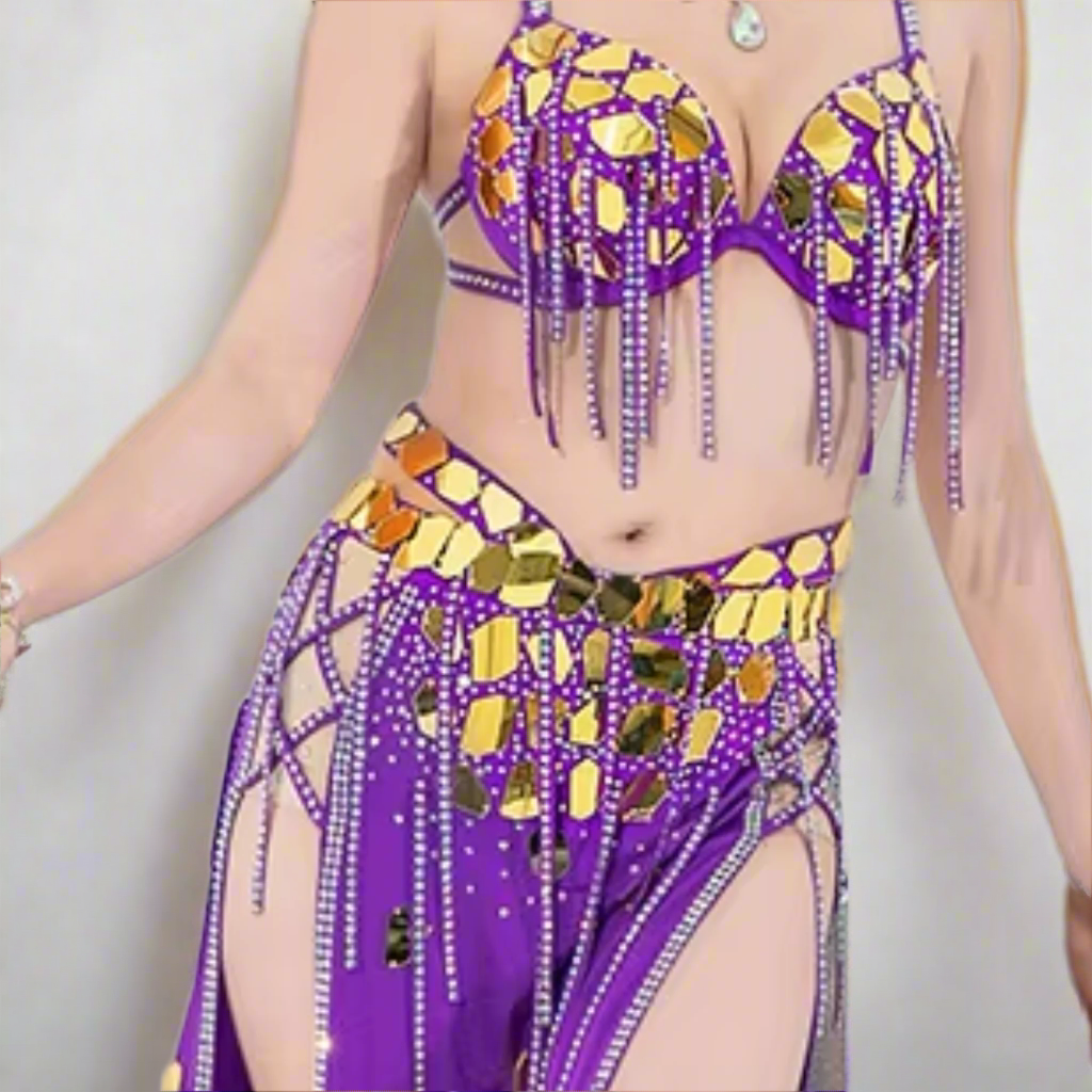 Showcasing high-end Egyptian belly dance costumes with ornate designs. Shop luxurious Badla sets, intricate bra and belt sets, and elaborately decorated outfits. Ideal for performances, our premium collection features exquisite detailing, rich fabrics, and elegant styles for a stunning stage presence