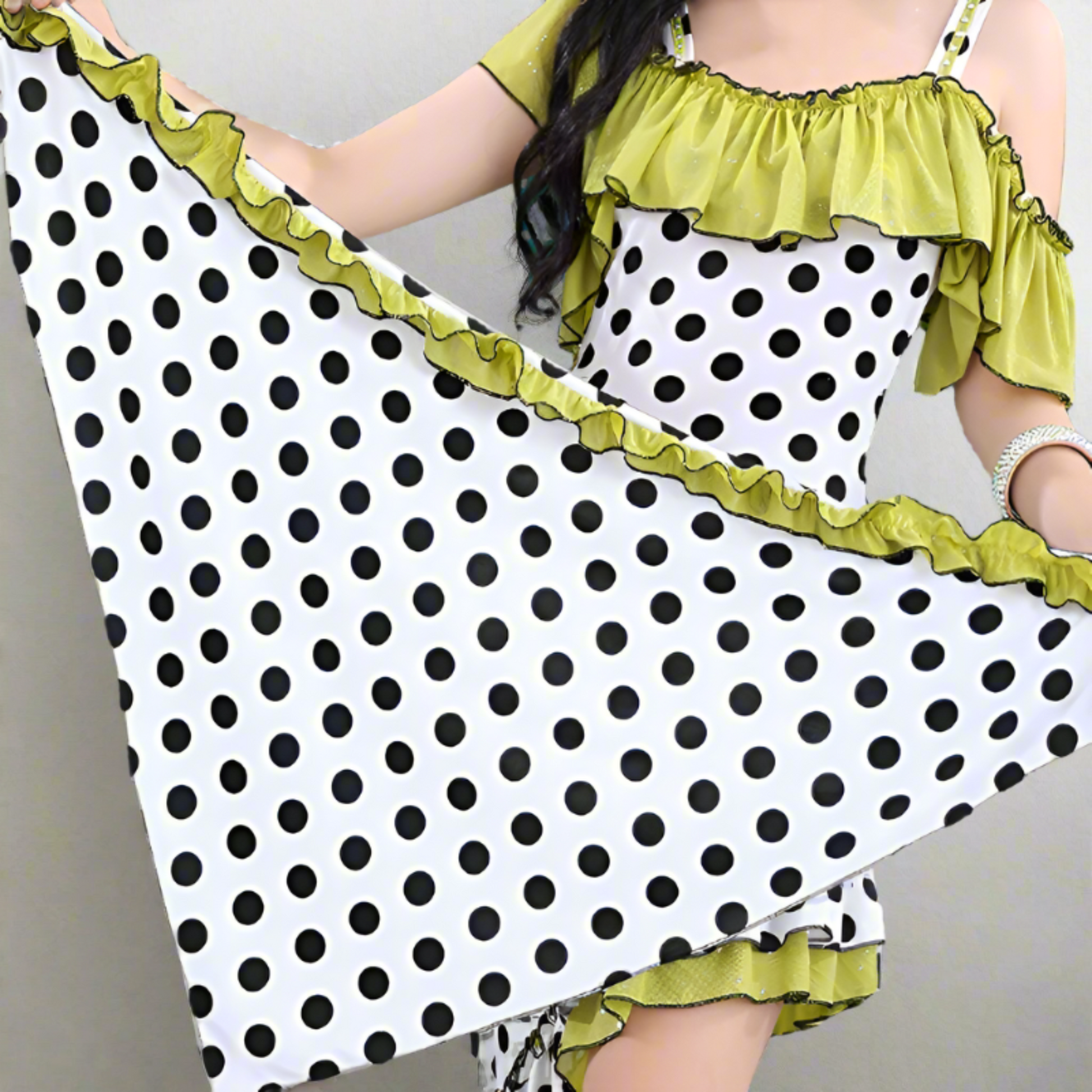 eskandarani polka dot black and white gallabiyah belly dance costume set traditional oriental dance