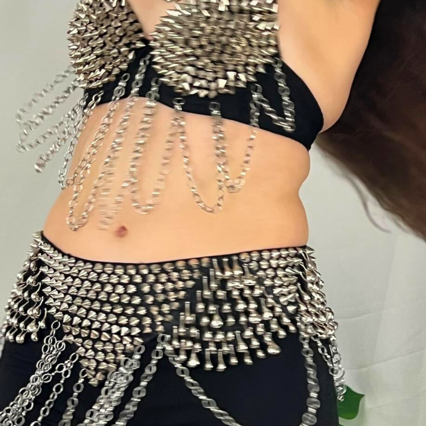 HADIDA- Metal studded bra and belt set