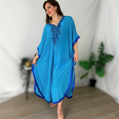 ILANA - blue chiffon caftan robe