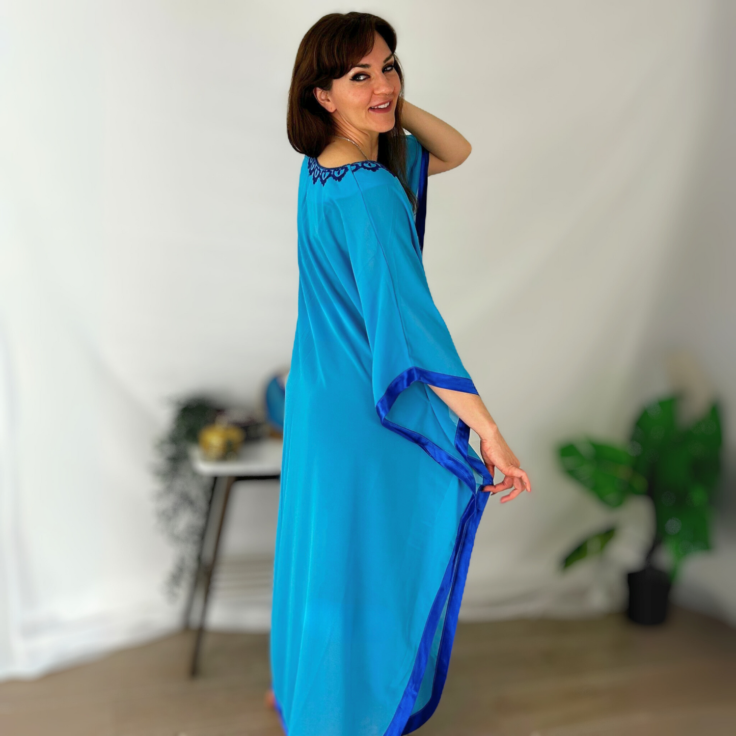 ILANA - blue chiffon caftan robe