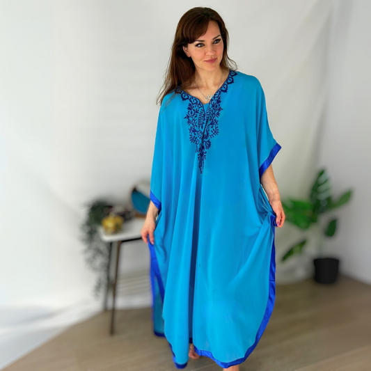 ILANA - blue chiffon caftan robe