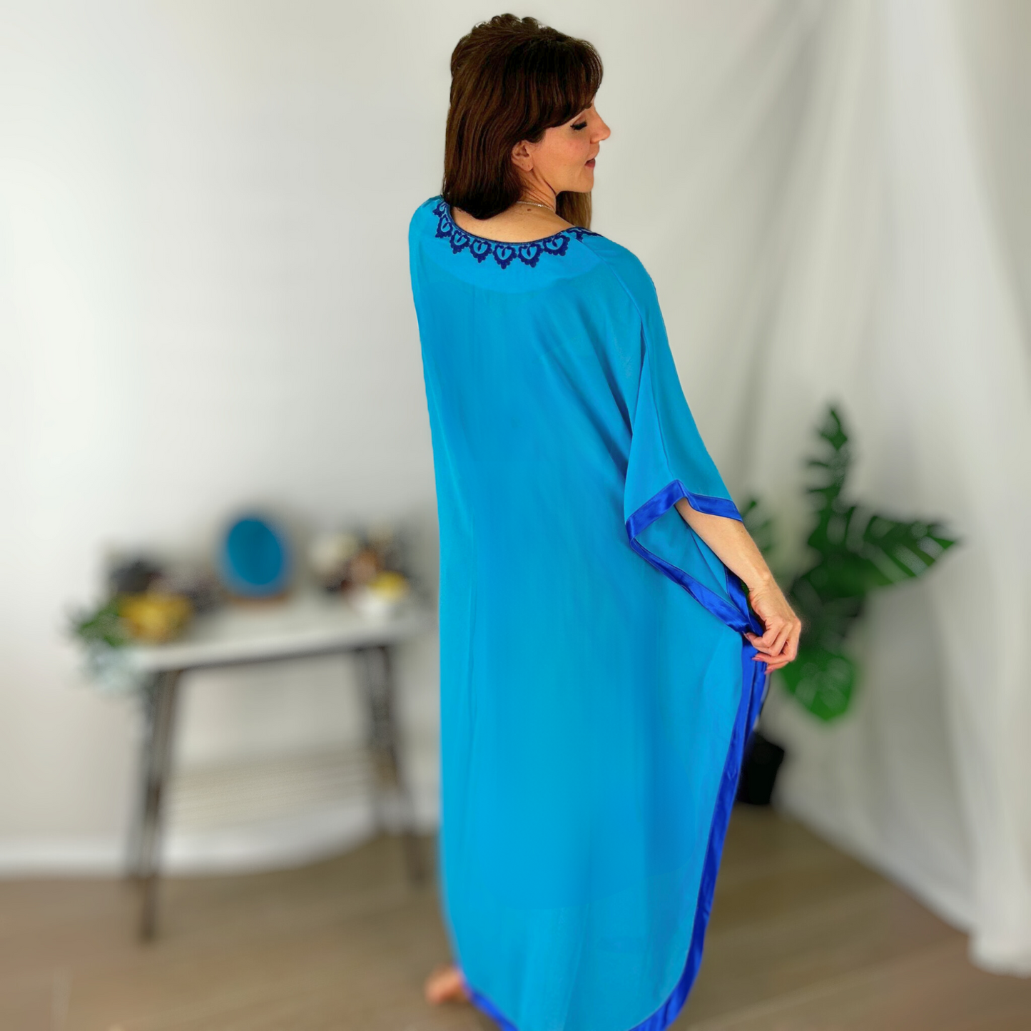 ILANA - blue chiffon caftan robe