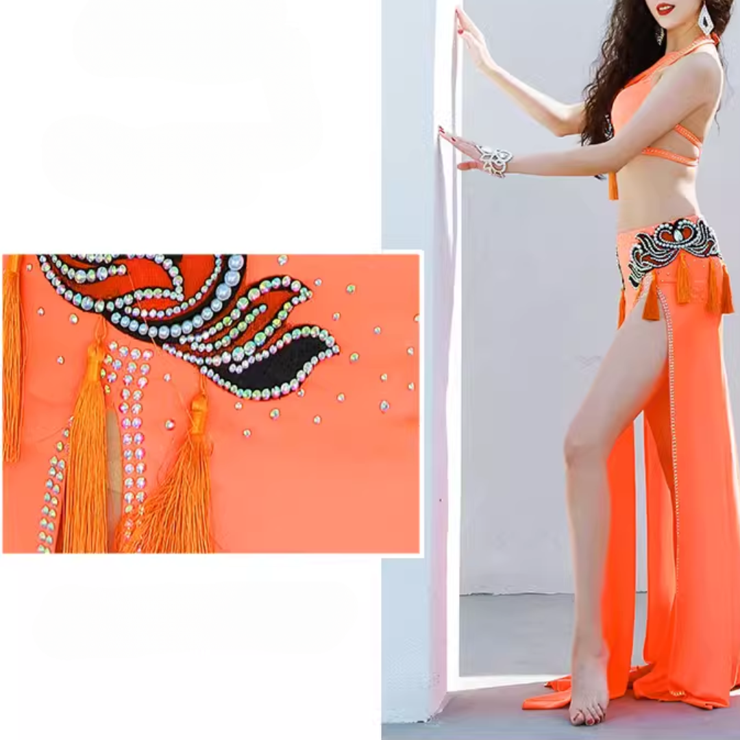 OSTINA - Bright belly dance dress with tassels and appliques