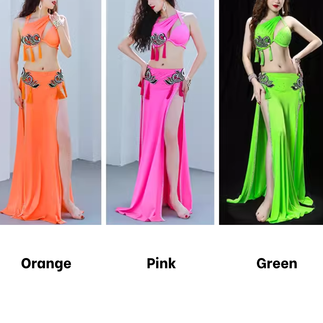 OSTINA - Bright belly dance dress with tassels and appliques