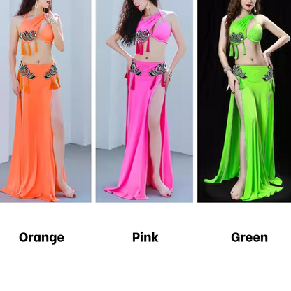 OSTINA - Bright belly dance dress with tassels and appliques