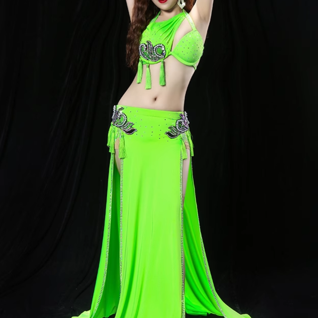 OSTINA - Bright belly dance dress with tassels and appliques