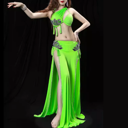 OSTINA - Bright belly dance dress with tassels and appliques