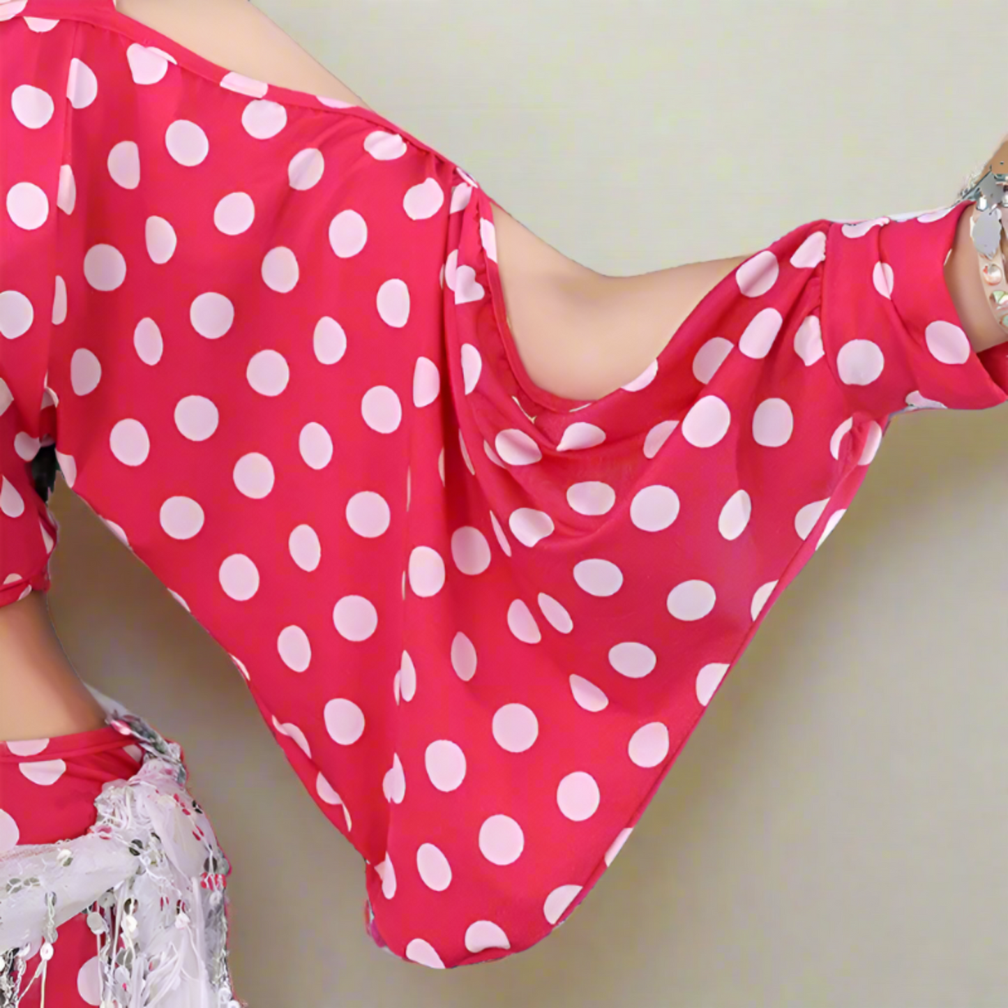 gallebeya red and white polka dot baladi saidi traditional folk oriental belly dance costume set