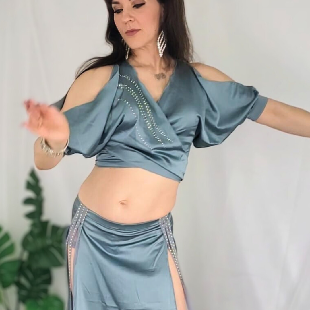 SALIMA - Practice/Beginner satin belly dance dress